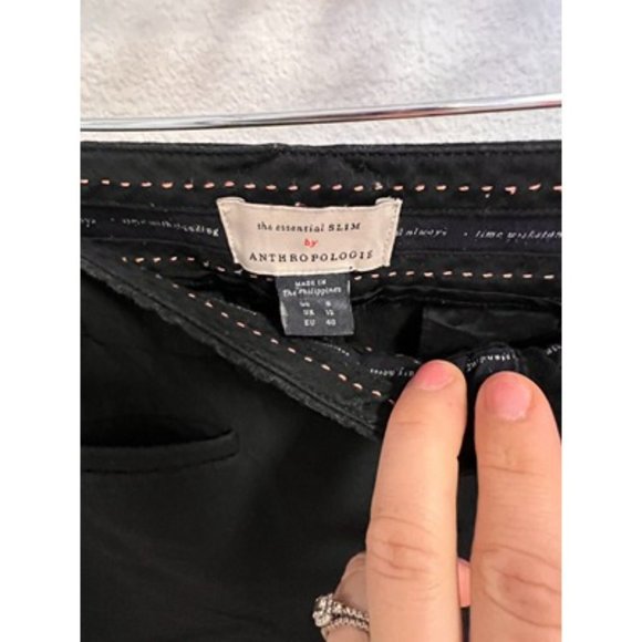 The Essential SLIM By ANTHROPOLOGIE Mid Rise Stretch Ankle Pants Size 8 Black - Picture 2 of 7